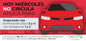 Hoy No Circula miércoles 11 de agosto CDMX y Edomex