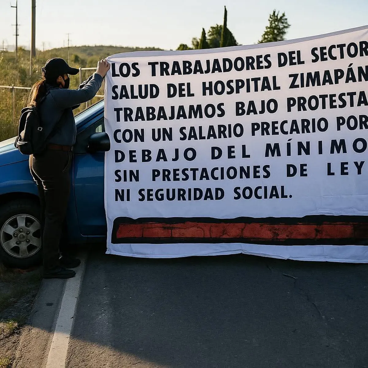 Bloqueo carretero en Zimapán