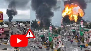 La explosión de una presunta pipa con combustible ilegal provocó una enorme columna de humo en Tepeaca, Puebla.