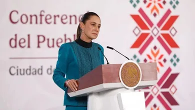 La presidenta Claudia Sheinbaum durante una conferencia en la que habló sobre las investigaciones relacionadas con Maru Campos.