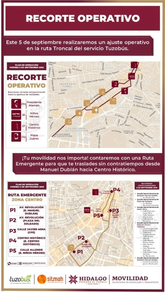 Cierre de vialidades en Pachuca este viernes por el Tercer Informe de Gobierno