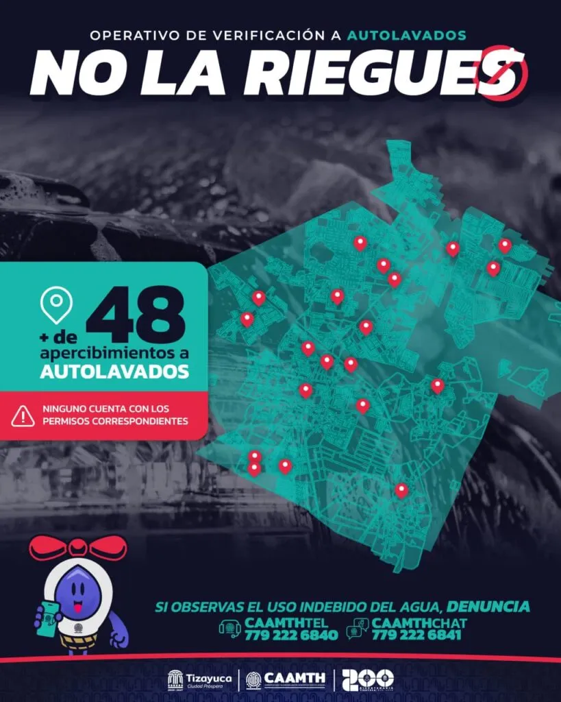 Verifican autolavados en Tizayuca para reforzar el cuidado del agua