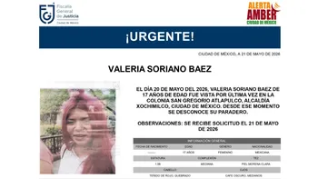 Ficha de búsqueda de Valeria Soriano Baez, adolescente desaparecida en la alcaldía Xochimilco.
