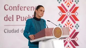 La presidenta Claudia Sheinbaum durante una conferencia en la que habló sobre las investigaciones relacionadas con Maru Campos.