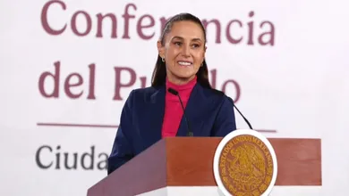 La Presidenta de México, Claudia Sheinbaum Pardo, durante su conferencia matutina en Palacio Nacional, en la Ciudad de México, el 7 de enero de 2026.