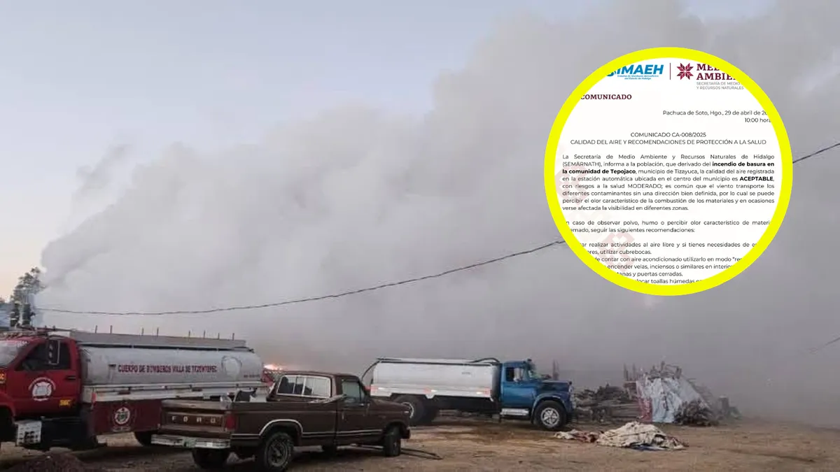 Incendio en Tepojaco afecta calidad del aire en Tizayuca; SEMARNATH emite recomendaciones