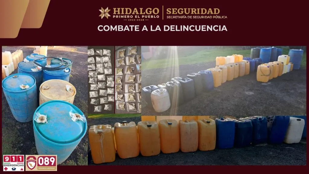Decomisan hidrocarburo, drogas y contenedores durante cateos en Hidalgo