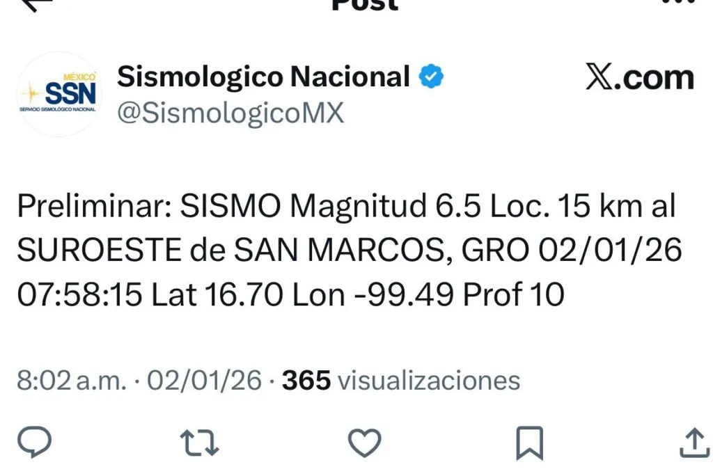 Sismo hoy activa alerta sísmica y se percibe en Hidalgo