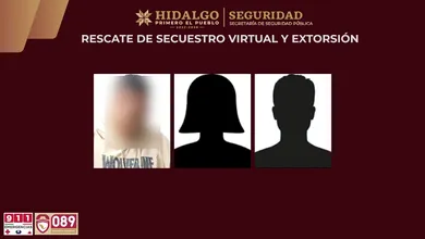Elementos de seguridad durante el operativo por un secuestro virtual en Tulancingo.