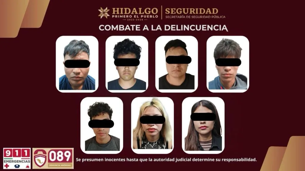 ¡Todo un botín! Caen 7 en Hidalgo por robo de vehículos y drogas