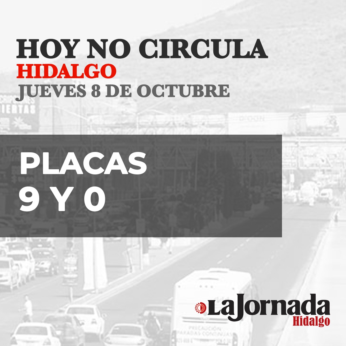 Hoy No Circula Hidalgo jueves 8 de octubre