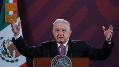 Andrés Manuel López Obrador, presidente de México, durante su conferencia matutina desde Palacio Nacional. Foto Cuartoscuro