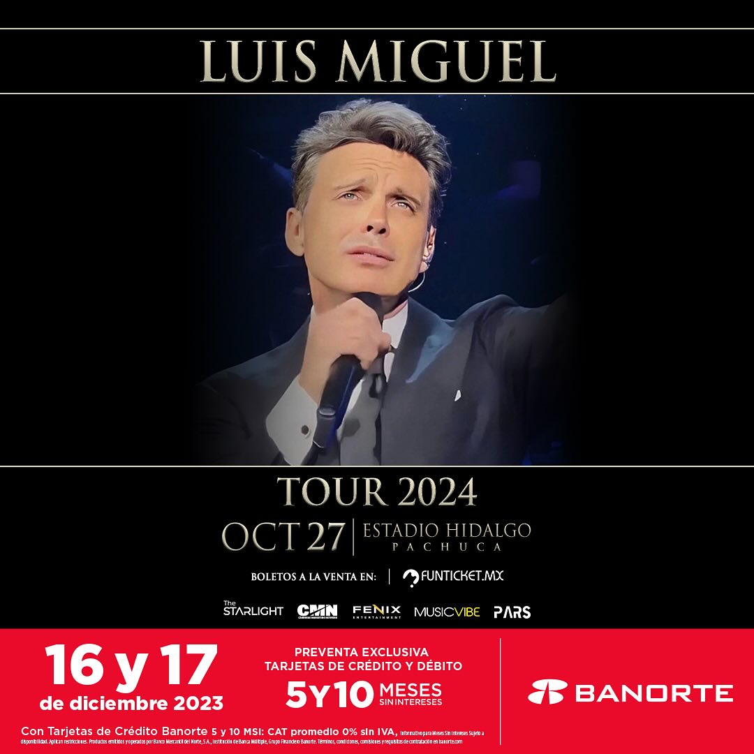 Boletos Luis Miguel 2024 Pachuca precios y donde comprarlos