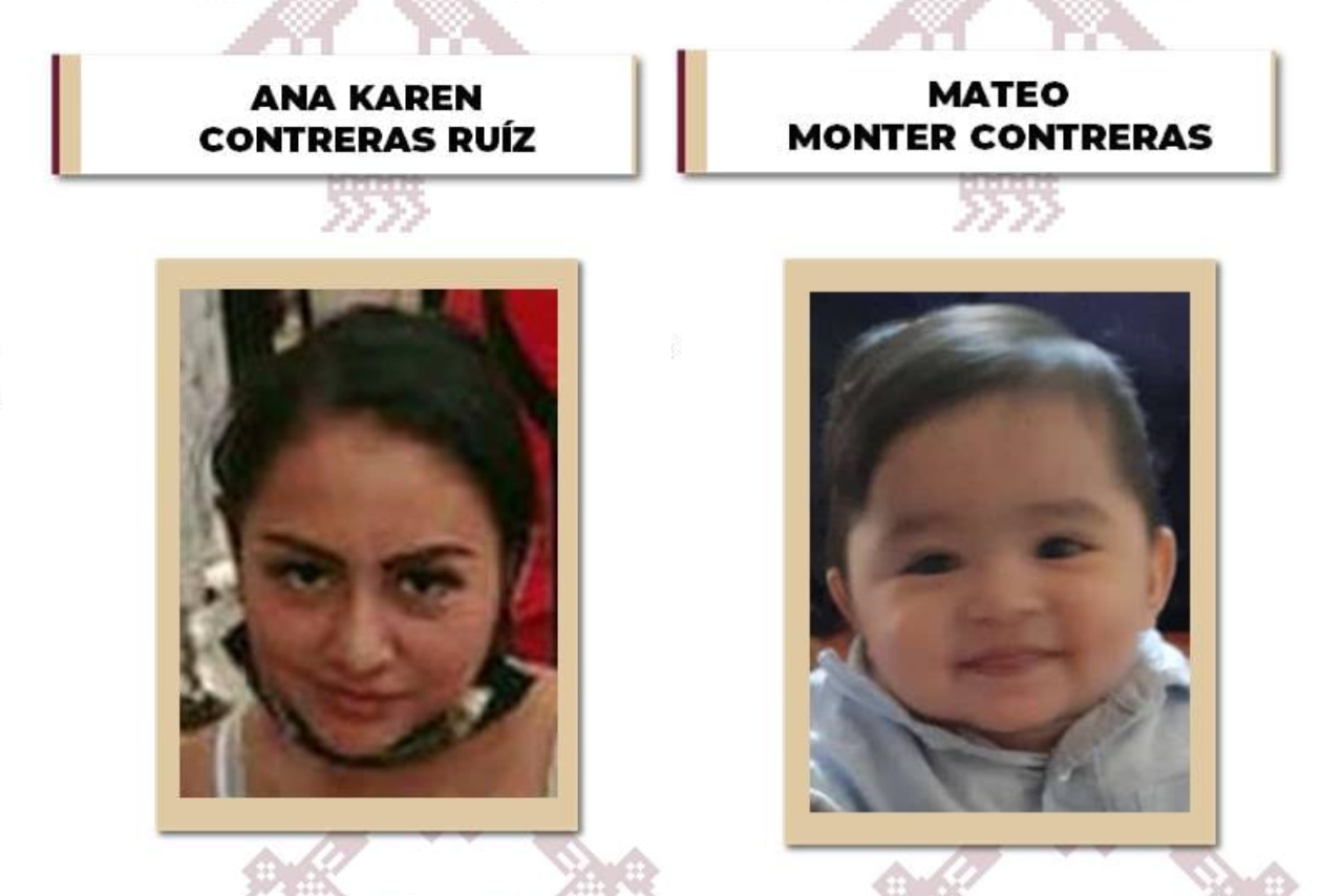 Foto de la ficha de la madre y el bebé desaparecidos en Tulancingo.