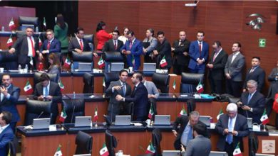 Manifestantes dan portazo en el Senado donde se discute la Reforma Judicial