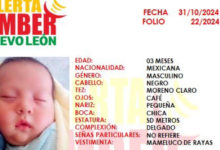 Activan alerta Amber a nivel nacional por el robo de un bebé de 3 meses en NL