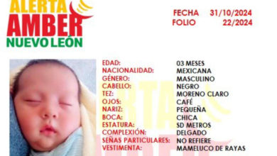 Activan alerta Amber a nivel nacional por el robo de un bebé de 3 meses en NL